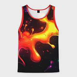 Майка-безрукавка мужская Радужные кляксы на черном фоне, цвет: 3D-красный