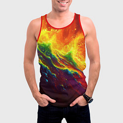 Майка-безрукавка мужская Абстрактные волны с огнем, цвет: 3D-красный — фото 2