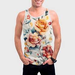 Майка-безрукавка мужская Паттерн с переплетением цветов, цвет: 3D-белый — фото 2