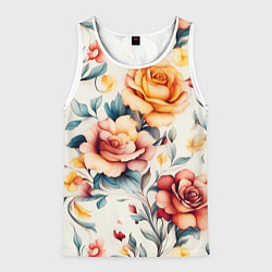 Майка-безрукавка мужская Паттерн с переплетением цветов, цвет: 3D-белый