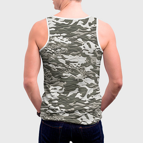 Мужская майка без рукавов Фактурный камуфляж / 3D-Белый – фото 4