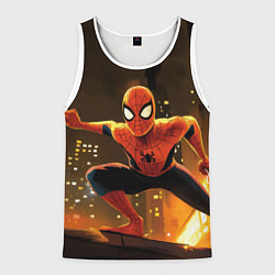 Майка-безрукавка мужская Человек-паук пускает паутину, цвет: 3D-белый
