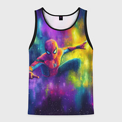 Майка-безрукавка мужская Человек - паук радужные краски, цвет: 3D-черный