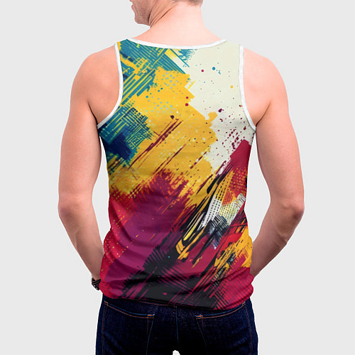 Мужская майка без рукавов Человек паук висит на паутине / 3D-Белый – фото 4