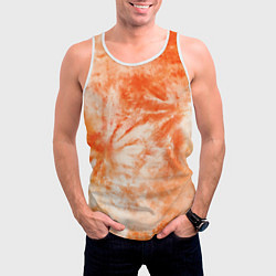 Майка-безрукавка мужская Оранжевый тай-дай пятна, цвет: 3D-белый — фото 2