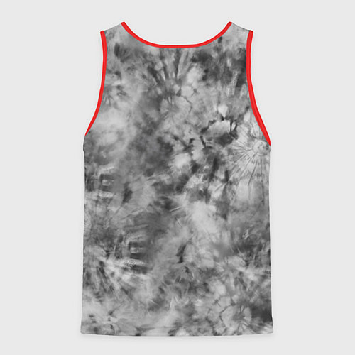 Мужская майка без рукавов Серый тай дай - абстракция / 3D-Красный – фото 2