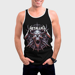 Майка-безрукавка мужская Metallica - cool skull with horns, цвет: 3D-белый — фото 2