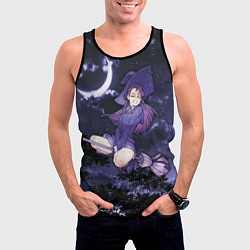 Майка-безрукавка мужская Веселая ведьма летит на шабаш, цвет: 3D-черный — фото 2