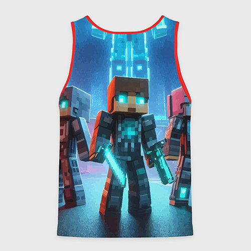 Мужская майка без рукавов Minecraft - ai art neon glow / 3D-Красный – фото 2