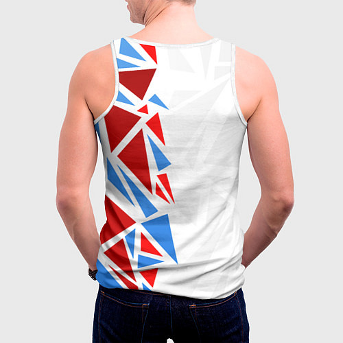 Мужская майка без рукавов Герб России - фрагментация цветов / 3D-Белый – фото 4