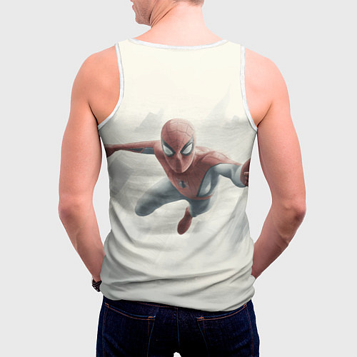 Мужская майка без рукавов Человек паук в полете / 3D-Белый – фото 4