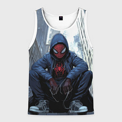 Майка-безрукавка мужская Человек-паук в кедах, цвет: 3D-белый