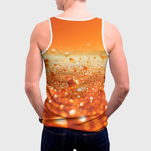 Мужская майка без рукавов Оранжевые блестящие частицы текстура / 3D-Белый – фото 4
