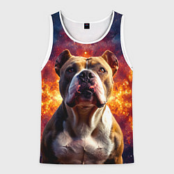 Майка-безрукавка мужская Американский булль в космосе, цвет: 3D-белый