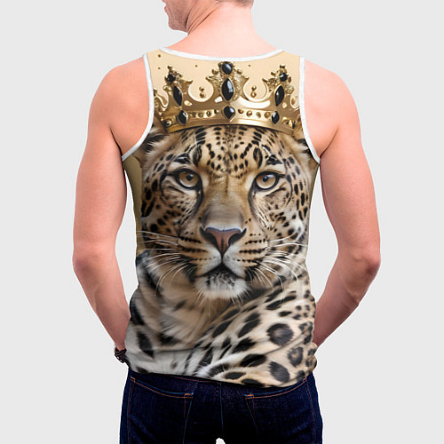 Мужская майка без рукавов Королевский леопард / 3D-Белый – фото 4