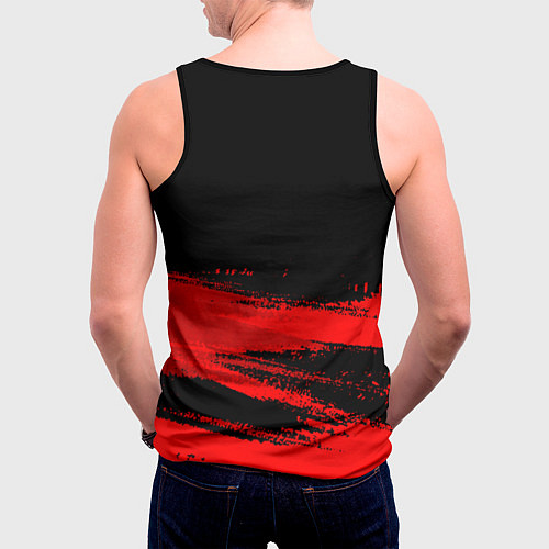 Мужская майка без рукавов Tesla - red gradient посередине / 3D-Черный – фото 4