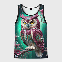 Майка-безрукавка мужская Волшебная сова в самоцветном лесу, цвет: 3D-черный