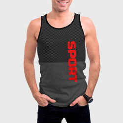 Майка-безрукавка мужская Sport красными на сером, цвет: 3D-черный — фото 2