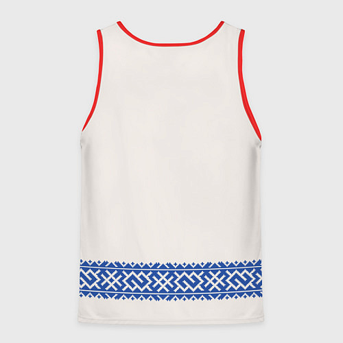Мужская майка без рукавов Славянская вышиванка - узор обережник / 3D-Красный – фото 2