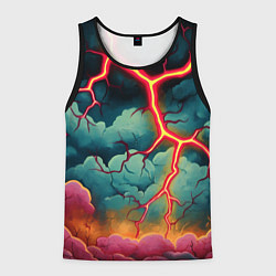 Майка-безрукавка мужская Молнии в виде разлома, цвет: 3D-черный