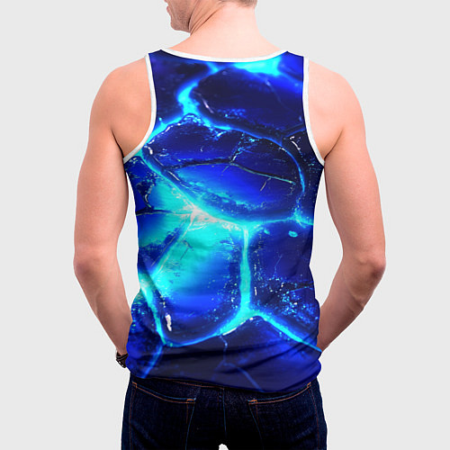 Мужская майка без рукавов Синие плиты лед / 3D-Белый – фото 4