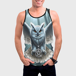 Майка-безрукавка мужская Лес и белая сова, цвет: 3D-черный — фото 2