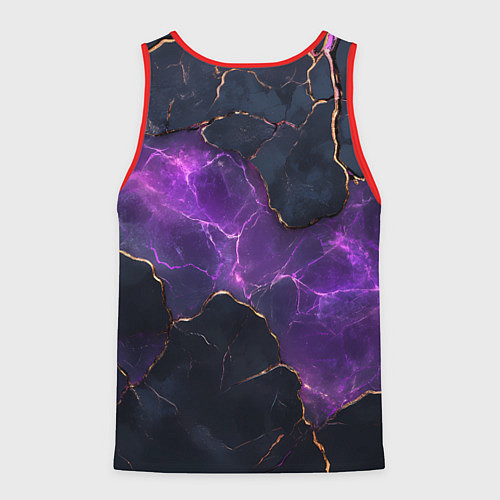 Мужская майка без рукавов Фиолетовый разлом с молниями / 3D-Красный – фото 2