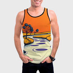 Майка-безрукавка мужская Арт с фантастическим пейзажем, цвет: 3D-черный — фото 2