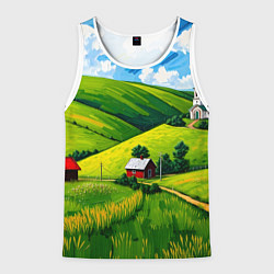Майка-безрукавка мужская Русская деревенька, цвет: 3D-белый
