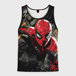 Майка-безрукавка мужская Человек-паук и красная краска, цвет: 3D-черный