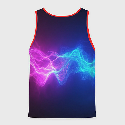 Мужская майка без рукавов Звуковая волна неоновый узор / 3D-Красный – фото 2