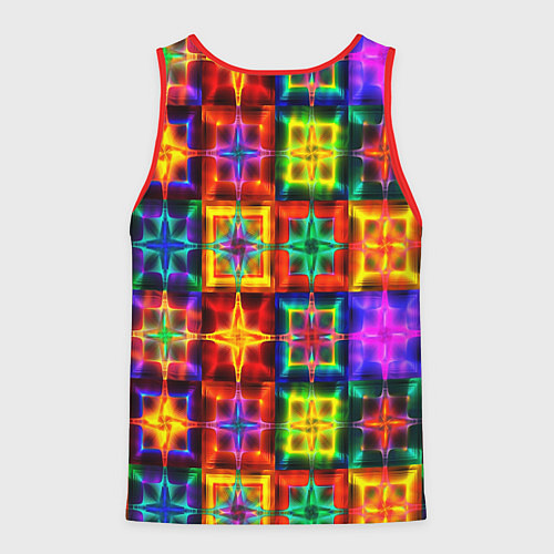Мужская майка без рукавов Неоновое стекло абстракция / 3D-Красный – фото 2
