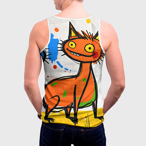 Мужская майка без рукавов Смешные зверята / 3D-Белый – фото 4