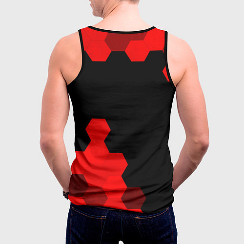 Мужская майка без рукавов Tesla - red gradient вертикально / 3D-Черный – фото 4