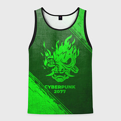 Майка-безрукавка мужская Cyberpunk 2077 - green gradient, цвет: 3D-черный