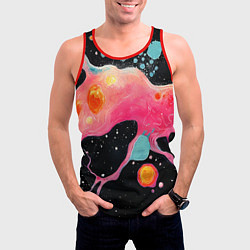 Майка-безрукавка мужская Розовая текстура в черном, цвет: 3D-красный — фото 2