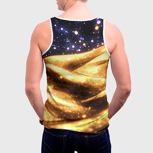 Мужская майка без рукавов Золотая текстура и синее небо / 3D-Белый – фото 4