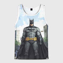 Майка-безрукавка мужская Бэтмен стоит на улице, цвет: 3D-белый