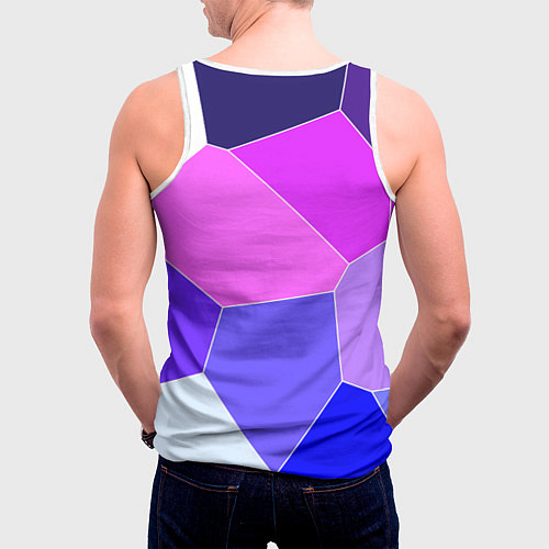 Мужская майка без рукавов Сине-розовый крупные фрагменты / 3D-Белый – фото 4