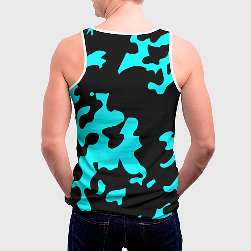 Мужская майка без рукавов Monster energy камуфляж голубой / 3D-Белый – фото 4