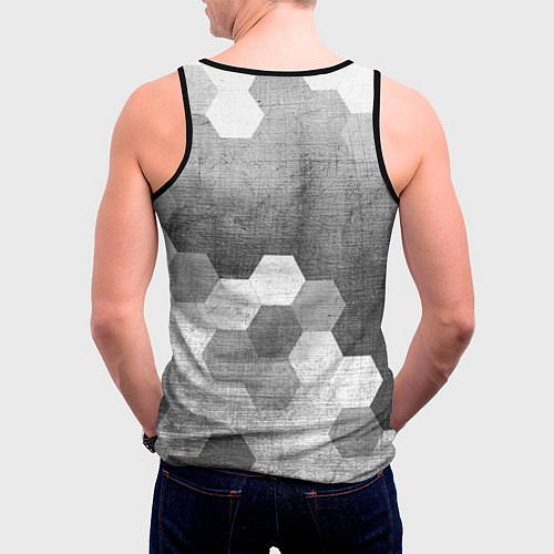 Мужская майка без рукавов Tesla - grey gradient посередине / 3D-Черный – фото 4
