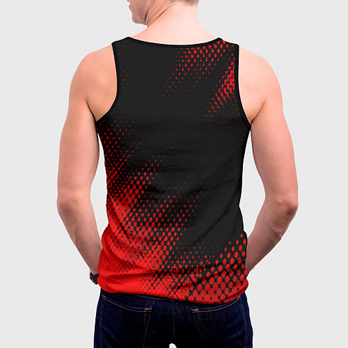 Мужская майка без рукавов Peugeot - red gradient вертикально / 3D-Черный – фото 4