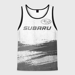 Майка-безрукавка мужская Subaru - white gradient посередине, цвет: 3D-черный