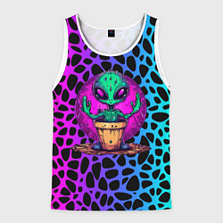 Майка-безрукавка мужская Кактус инопланетянин, цвет: 3D-белый