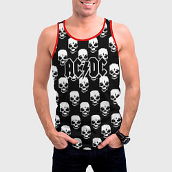 Майка-безрукавка мужская AC DC rock skull, цвет: 3D-красный — фото 2