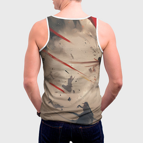 Мужская майка без рукавов Самурай медведь / 3D-Белый – фото 4
