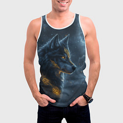 Майка-безрукавка мужская Волк фэнтези стиль, цвет: 3D-белый — фото 2
