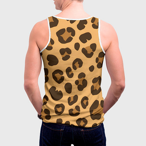 Мужская майка без рукавов Коричневые пятна леопарда / 3D-Белый – фото 4