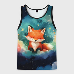 Майка-безрукавка мужская Лисенок на облаках, цвет: 3D-черный