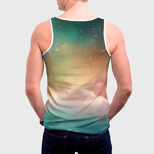 Мужская майка без рукавов Милый лисенок спит на облаке / 3D-Белый – фото 4